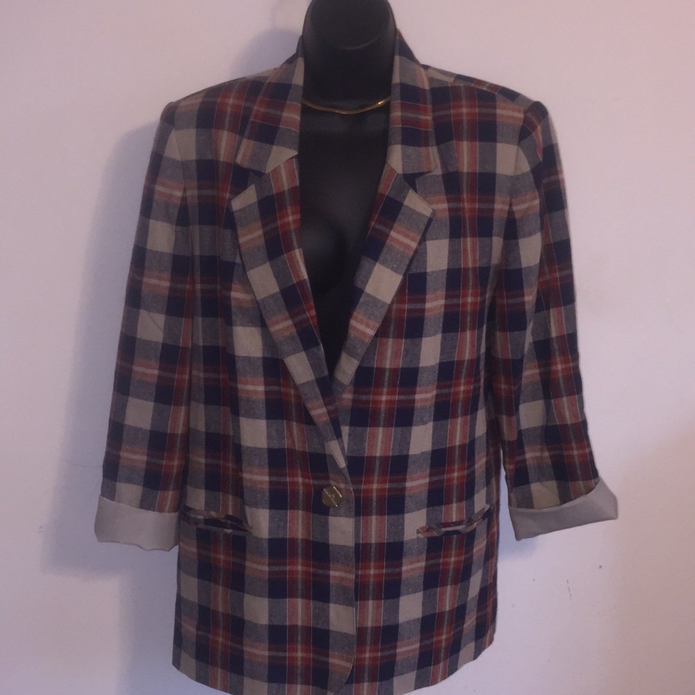 Requirements Vintage Plaid Blazer Sz 14